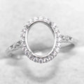 Sterling Silver 8*10mm Semi Mount Ring Empty Frame Blank Support Setting S925 Base Holder Without Center Stone for DIY Inlay