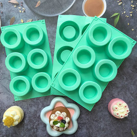 HY 6 Holes Cylinder Mousse Mold Silicone Flower Succulent Planter Pot Cement Resin Ice Cup Cake Mold