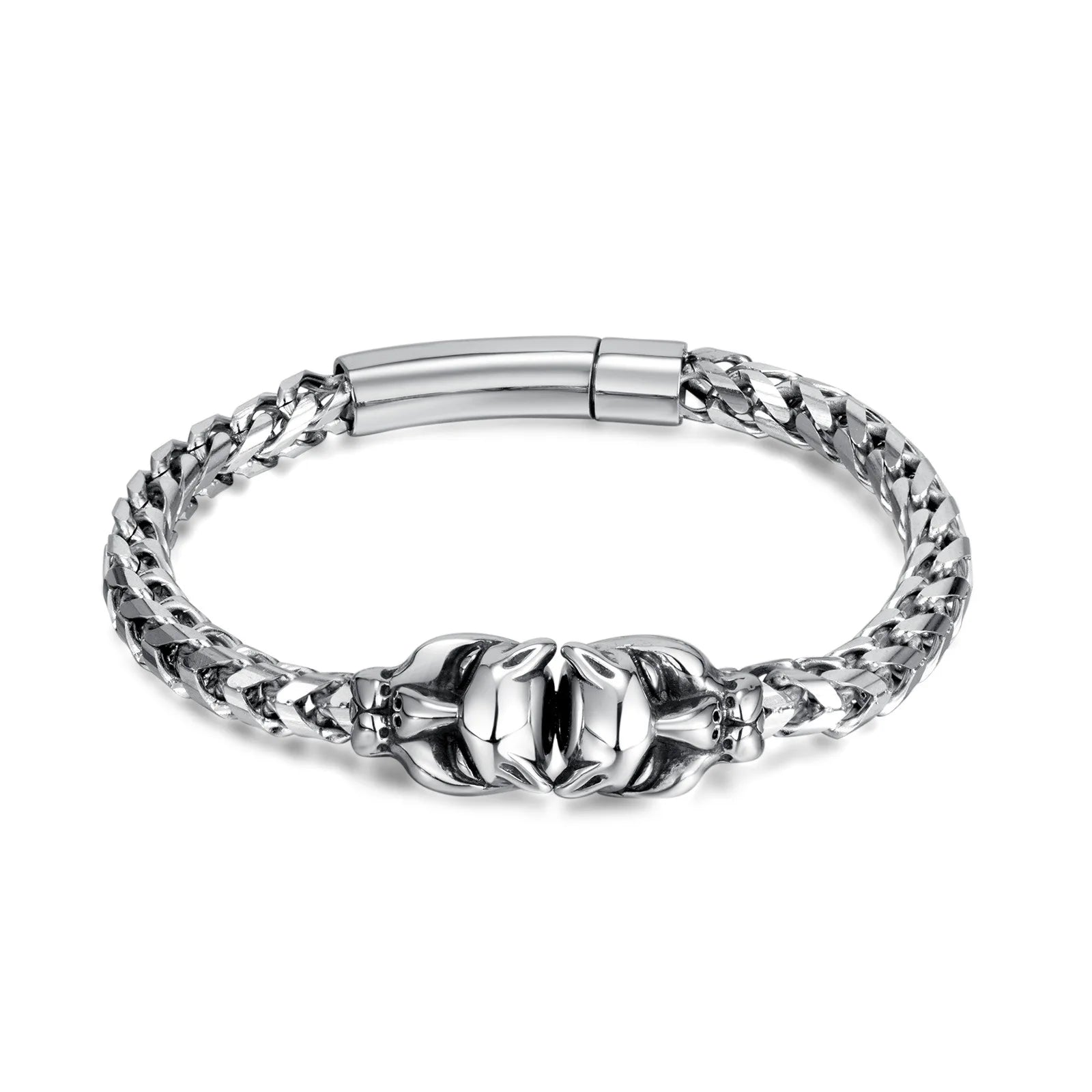 High Quality New Fashion 316L Titanium Stainless Steel Men Jewelry Bracelet Viking Wolf Head Wrist Hand Jewellery