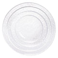 Bulk Set of Round Clear Crystal Glass Charger Plate with Gold Rim Horizontal Stripes Pattern for Restaurant Hotels Wedding Decor