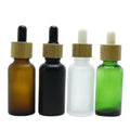 10ml 15ml 20ml 30ml 50ml 100ml Frosted Wooden Lid Dropper Bottle Black clear Amber Essential Oil Glass Bottle with Bamboo Cap