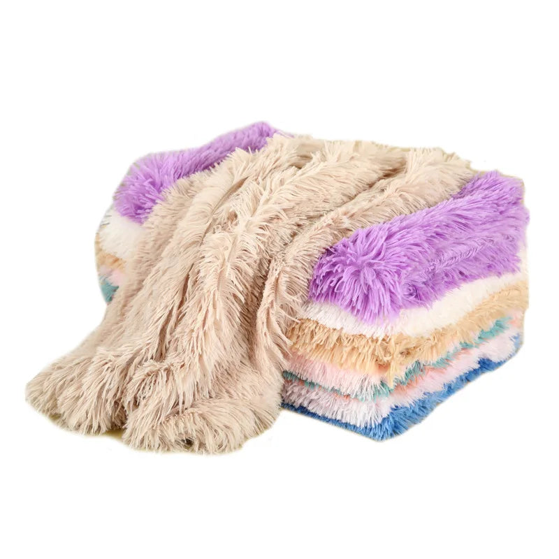 Double Layers Long Fleece Warm Pet Plush Blanket Dog Super Soft Throw Blanket
