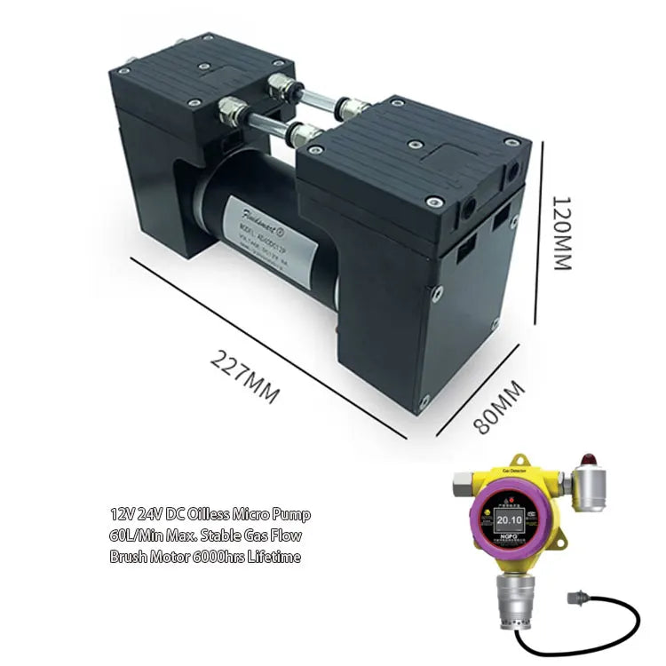 Double-head in Parallel 60LPM 24V DC Oilless High Pressure Aluminum Alloy Micro Diaphragm Vacuum Pump for Automation Equipment MegaBDM
