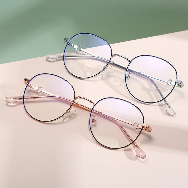Super Light New Model Optical Frame Women Copper Print Computer Glasses Fashion Heart Anti Blue Light