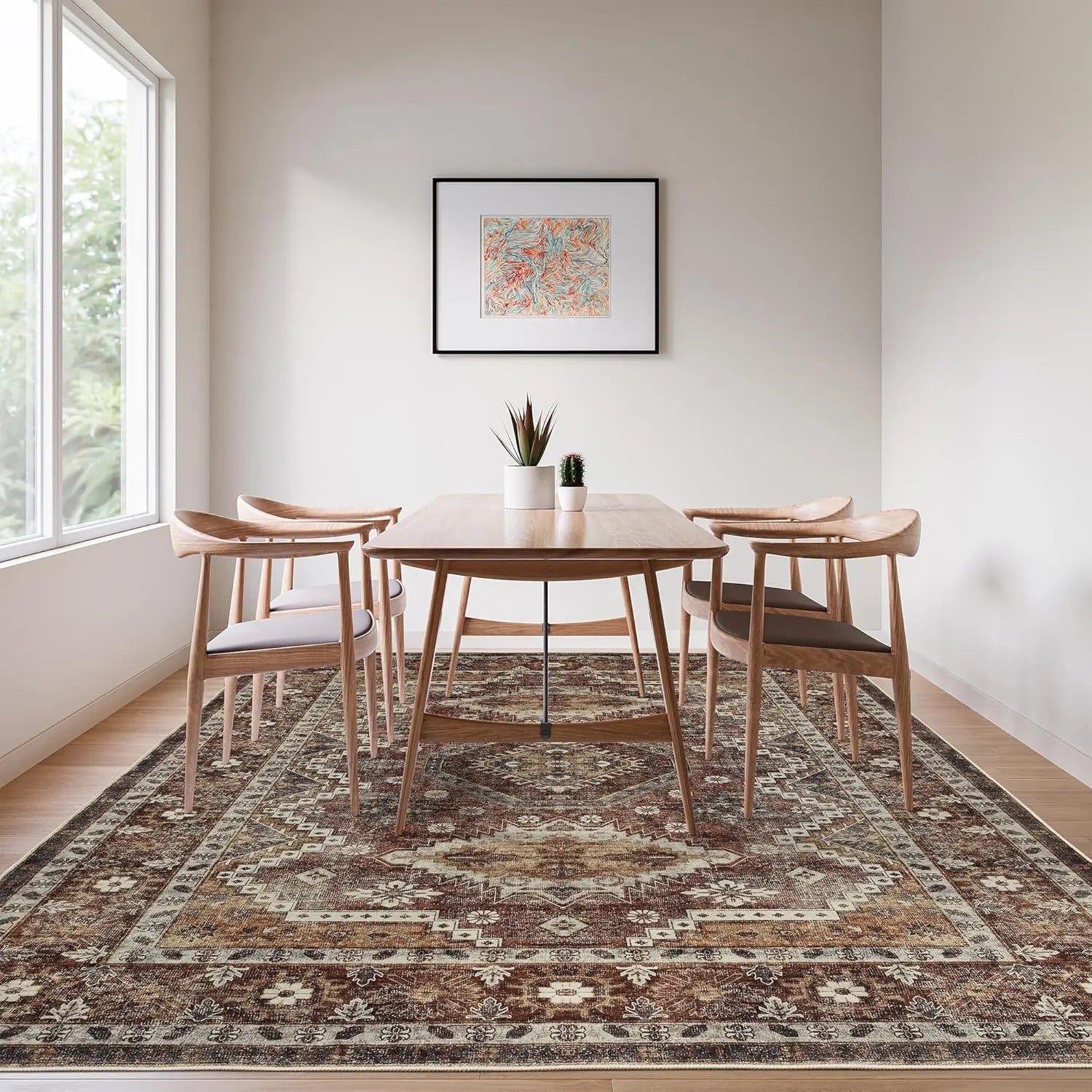 Washable Rug with Non-Slip Backing Non-Shedding Floor Mat Throw Carpet for Living Room Bedroom Kitchen Laundry Home Office