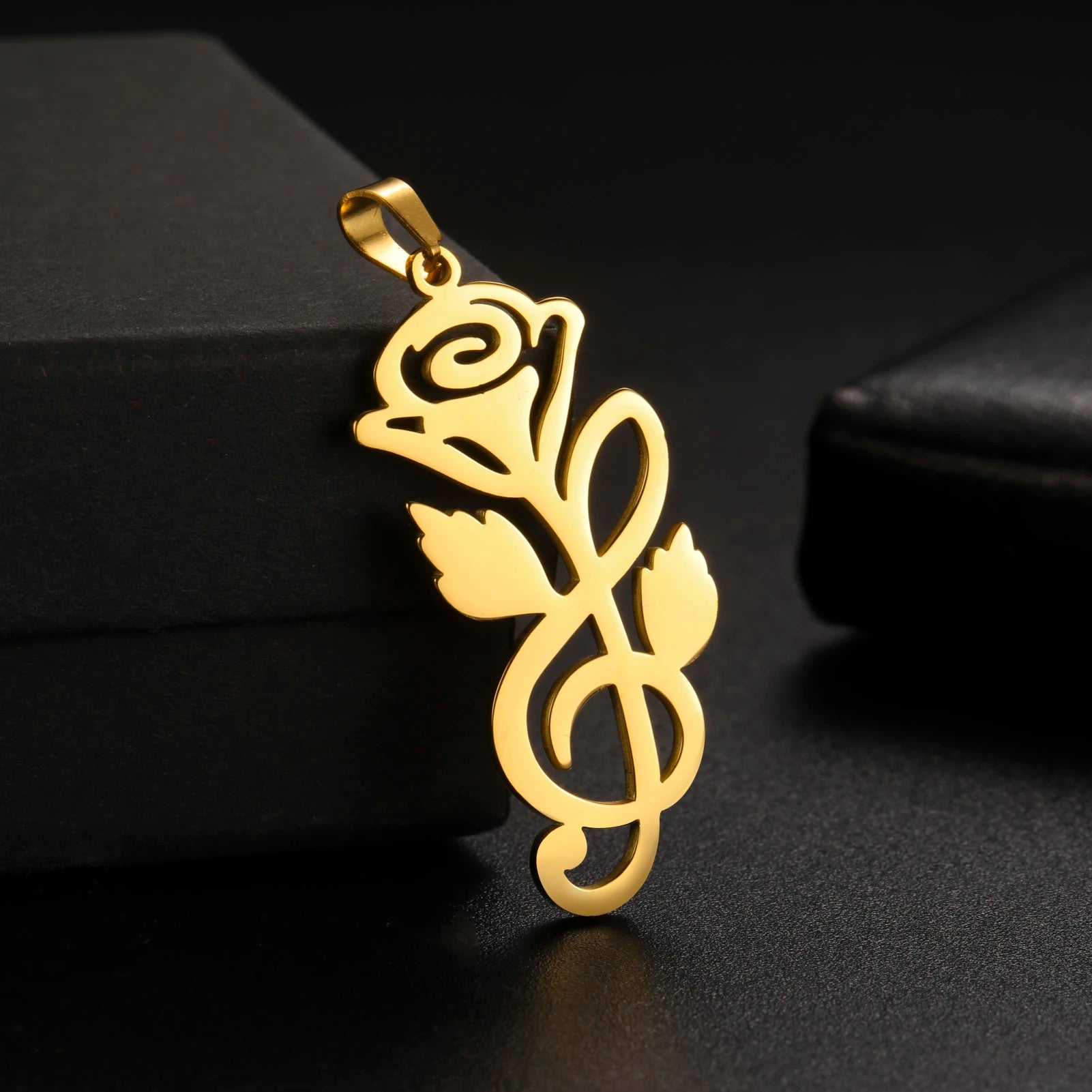 Hot Sale Stainless Steel Rose Flower Charm Gold Rose Flower Pendant for Lovers Accessories for Jewelry Necklace Bracelet