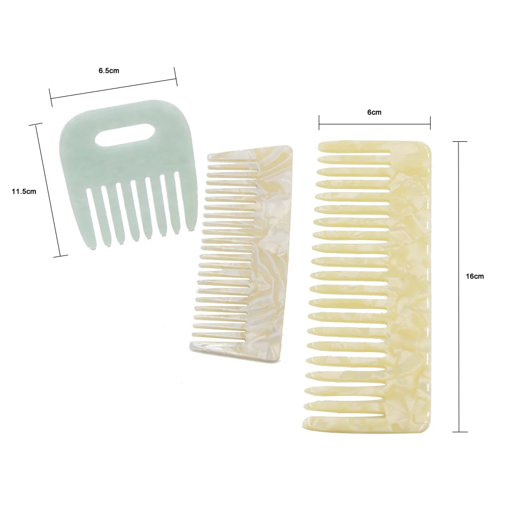 3pcs Hot Selling New Design Wide Tooth Comb Acetic Acid Comb with Smooth Shine Color for Salon & Home Use Comfortable & Stylish