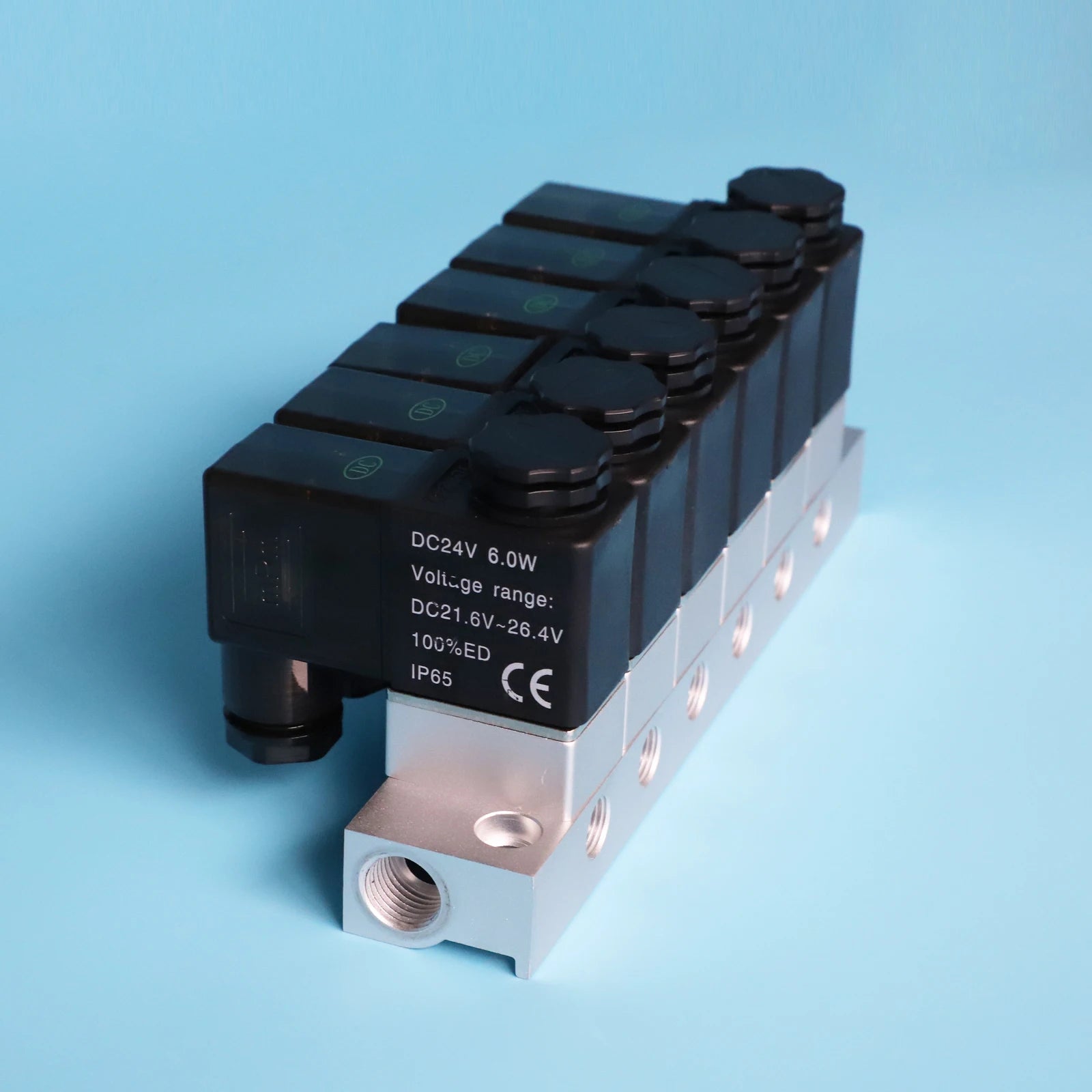 Electric Control Solenoid Valve Manifold Valve Aluminum Alloy 4/6/8 Port Pneumatic 24V DC Mini 2 Way Valve Manifold
