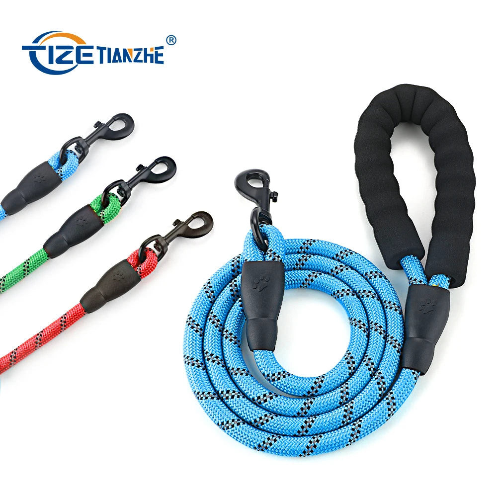 A Mazon Top Seller 5FT Strong Rope Reflective Dog Leash with Comfortable Padded Handle Pet Bowl Dog Waste Bag Dispenser