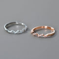 Classic Fresh Design S925 Sterling Silver Wave CZ Finger Ring Adjustable Simple Style S925 Silver Jewelry for Women Girl R01221