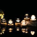 Wooden Base 3D Carved Luminous Planet Saturn Moon Crystal Ball Lamp Creative Gift Ornament