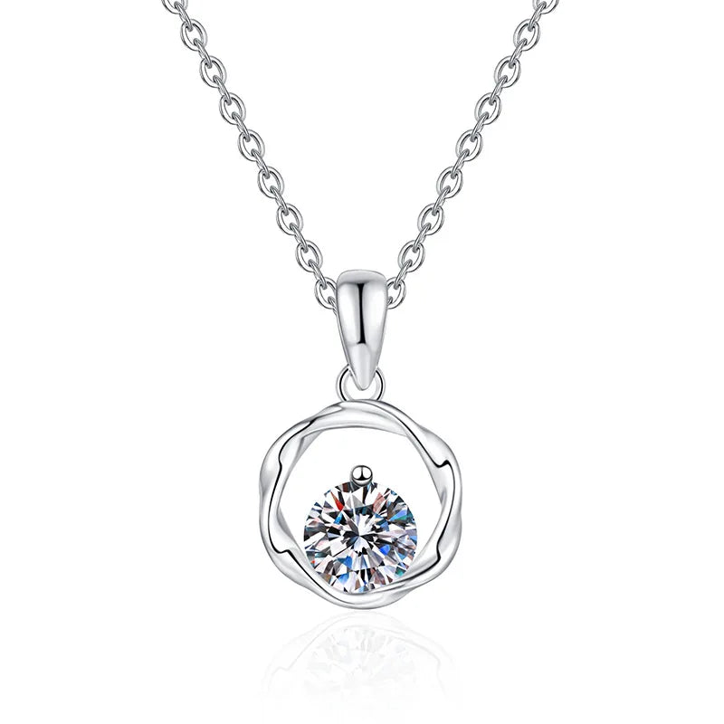 Factory Wholesale 925 Sterling Silver Mobius Moissanite Necklace D Color 1Carat for Women