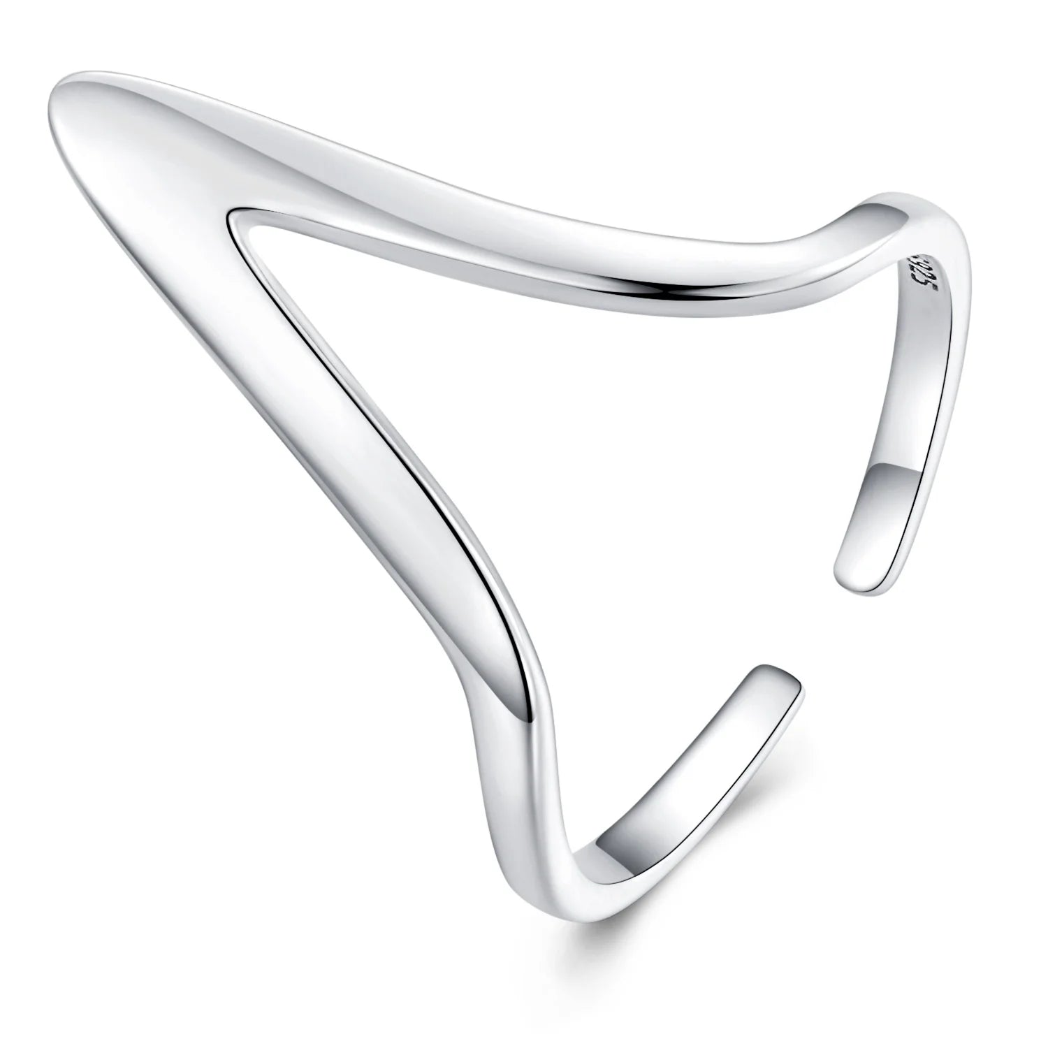 Factory 925 Sterling Silver European Simple V-shaped Rings for Women Statement Rings Minimalism Fashion Jewelry Gift SCR897