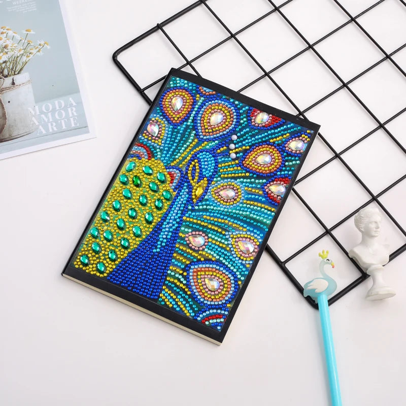 Wholesale Diamond Painting Notebook Art Peacock Special Shaped Diamond Embroidery Diary Line Book Mosaic Gift