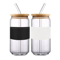 Ready to Ship 16oz 20oz Clear Soda Coffee Juice Milk Boba Drinking Beer Can Shape Glass Cups With Bamboo Lids and Glass Straws