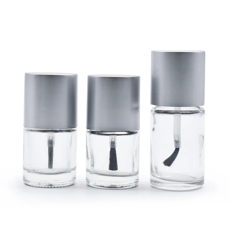 Custom Desgin Round Square Shape Clear Glass Nail Polish Bottle With Brush and Cap