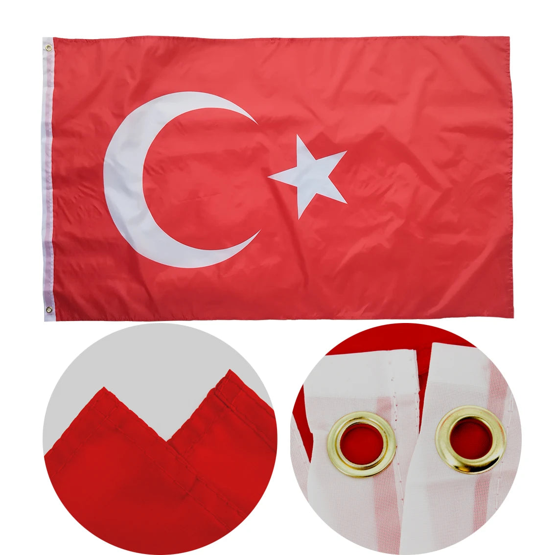 European World National Turkish Turkey Color 3x5ft Double Sided Polyester Printed Flag