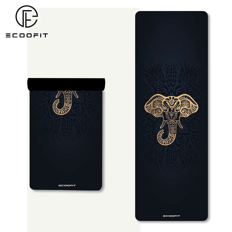 NEW Hotsale Black Gold Elephant Eco Sublimation Folding Microfiber Suede Customised Curve Oval Arched Shape Yoga Mats