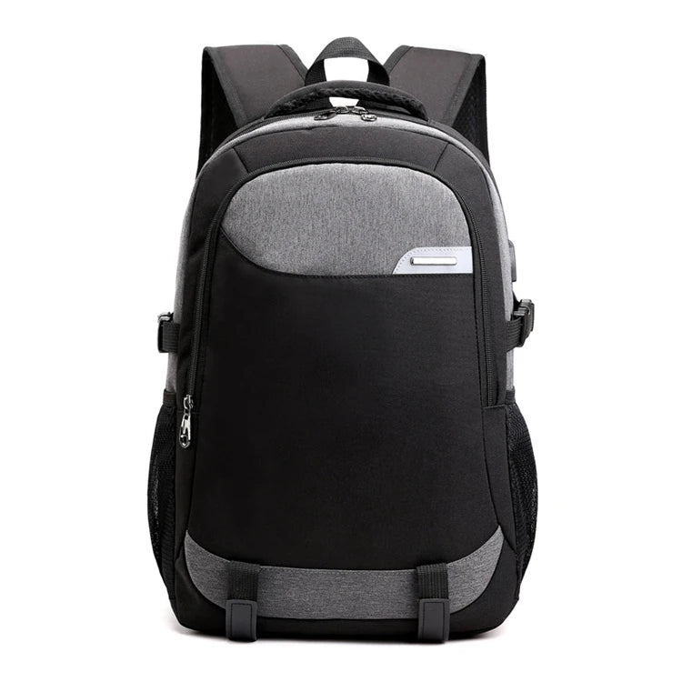College Quality 17.3 Inch Laptop Backpack Intelligent USB Charge Canvas Letter Pattern Waterproof Zipper Polyester for Men