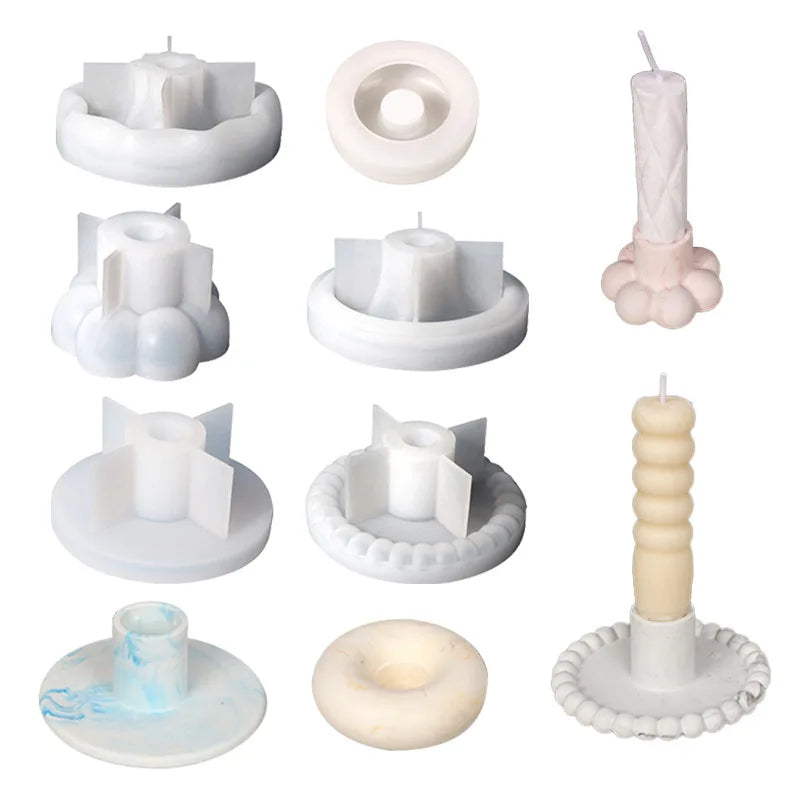 Drip Glue Mold 6 Candlesticks Aromatherapy Candle Silicone Mold Mirror Resin for DIY Handmade