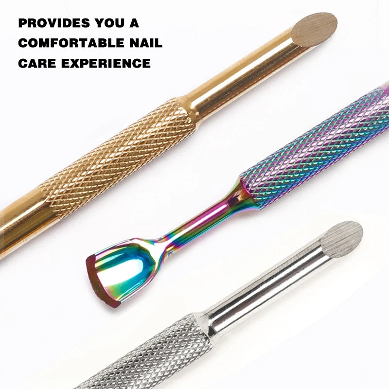 Russian Double-Ended Horseshoe Stainless Steel Nail Cuticle Pusher Tool Reusable Nail Buffer Slope Nail Peeling Pre-Treatment