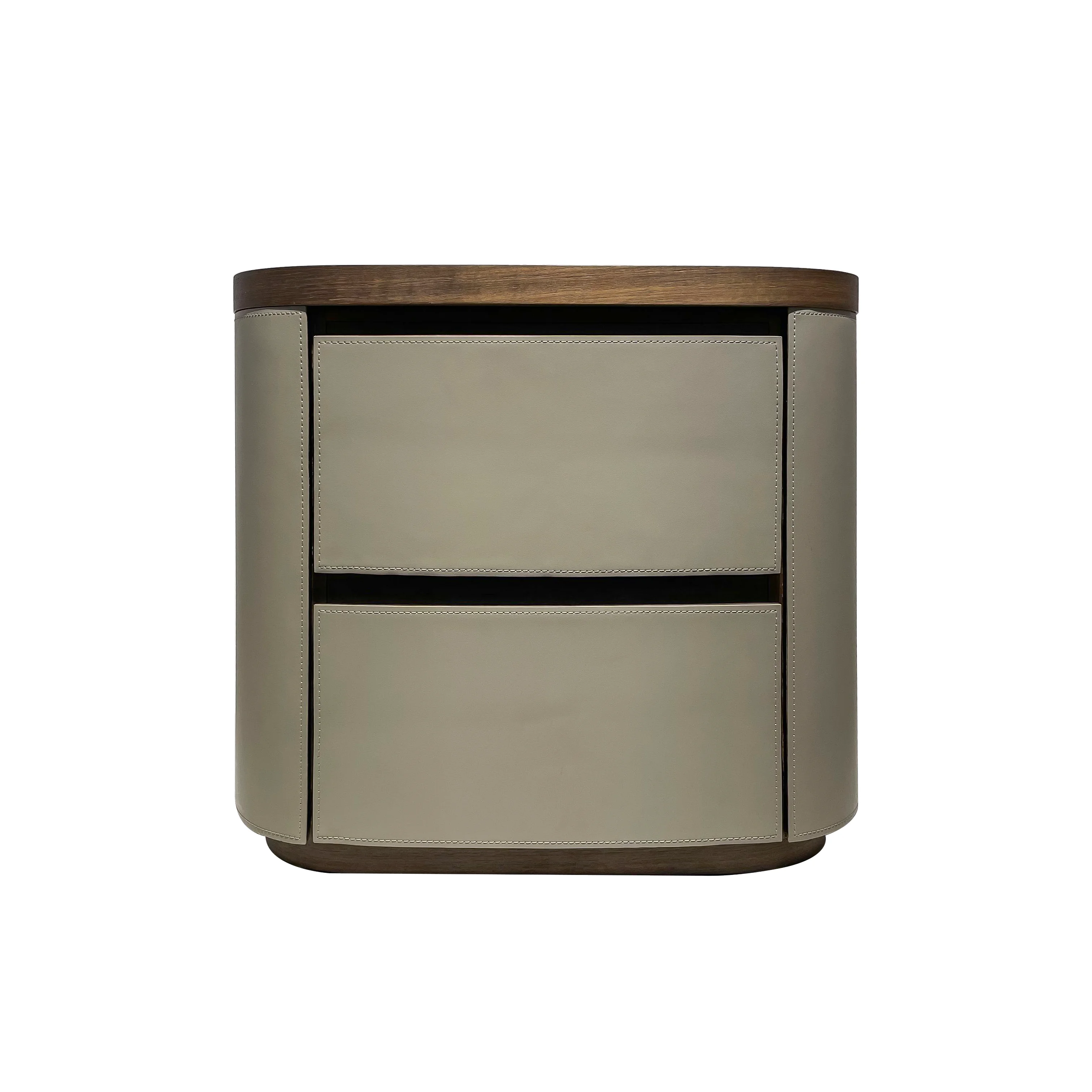 Factory Wholesale Luxury Style 2-Drawer Leather Bedside Table Customizable Brown Wooden Marble Finish Bedroom Furniture Bedrooms