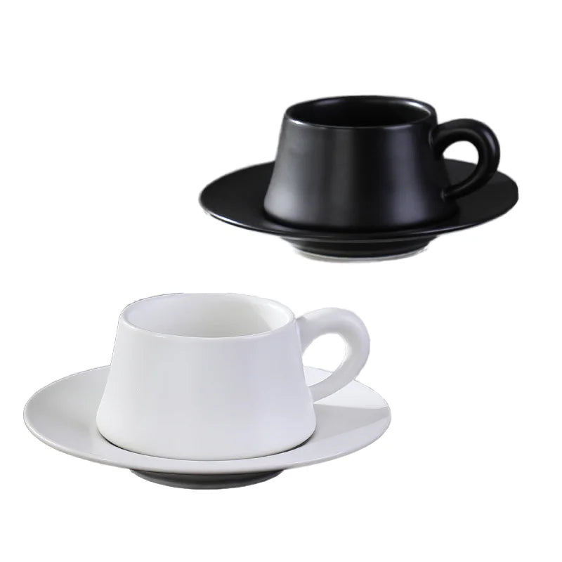 European Style Customized Logo Drinkware Set Ceramic Coffee and Tea Cup with Saucer Can Be Customized Colors