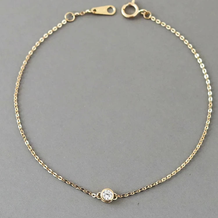 Trendy 925 Sterling Silver Cubic Zirconia Bracelets Dainty 14k Gold Plated Bracelet Jewelry