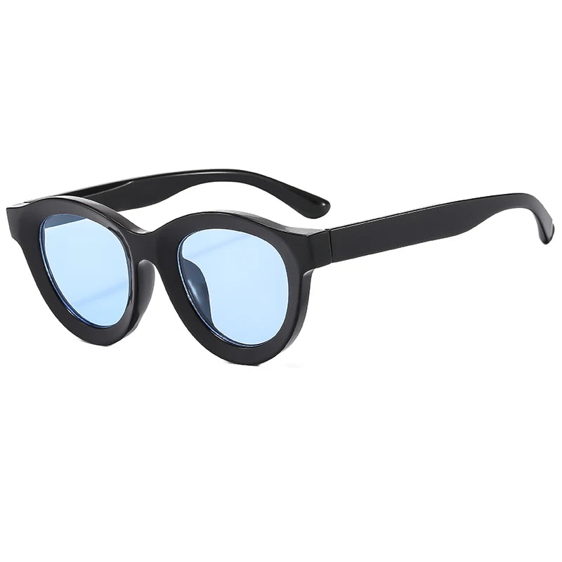 STY3696N New Fashion Blue Lens Round Sun Glasses Popular Oval Men Custom Logo Sunglasses Women Simple Versatile Eye Glasses