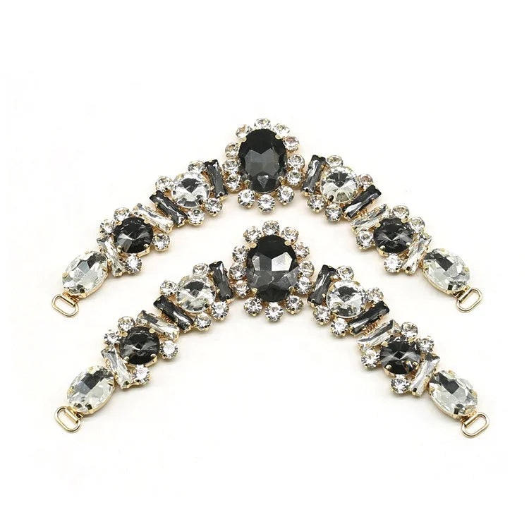 Fashion Women Shoes Decostion Diamante Black Diamond V Shaped Sandals Shoe Buckle