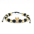 Zircon Bracelets Men Jewelry Cubic Micro Pave Crown Charm Round Beads Braided Macrame Bracelet