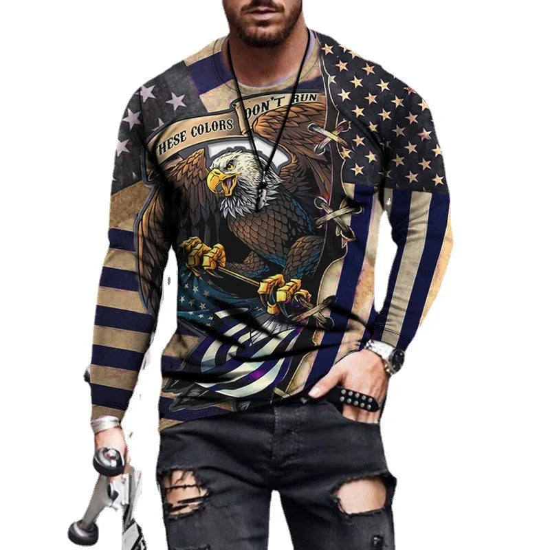 The 2026 Printed T-shirt for Men Is on the Market 3D Eagle Print Short Sleeve Plus Size Men's T-shirt