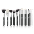 Classic Black 15pieces Professional Makeup Brushes Natural Goat Hair Makeup Brush Set Large Powder Foundation Blending Brush Set
