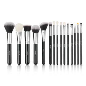 Classic Black 15pieces Professional Makeup Brushes Natural Goat Hair Makeup Brush Set Large Powder Foundation Blending Brush Set