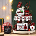 Christmas Layered Tray Wooden Ornaments Mini House Farmhouse Party Decorations Customizable