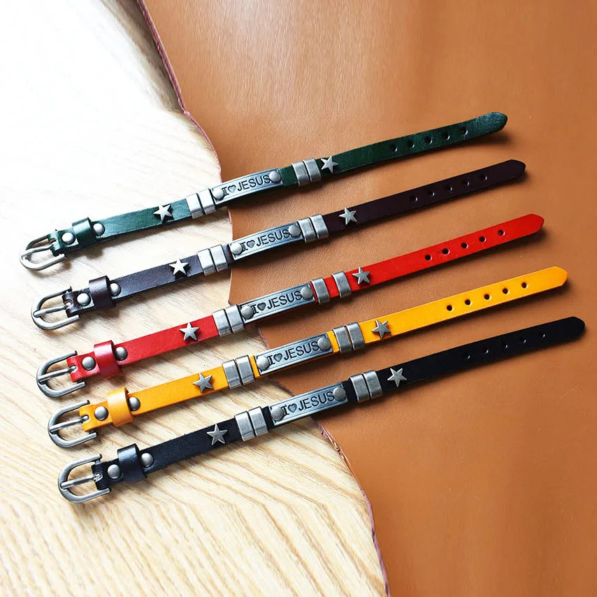 Hot Sale Men Women's Brown Handmade Leather Bracelets Retro Handmade Cowhide Leather Belt Strap Bracelets Jewelry Gift