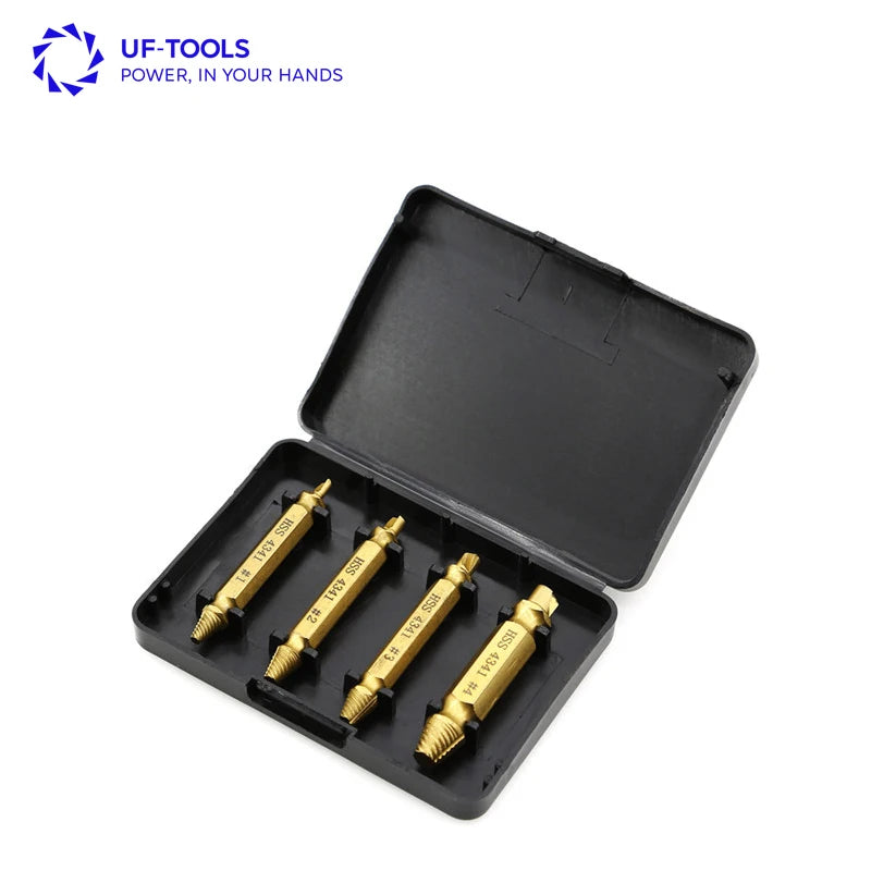 4Pcs Industrial DIY OEM Damaged Screw Extractor Drill Bit Double Side Drill Out Broken Screw Bolt Remover Tools Set
