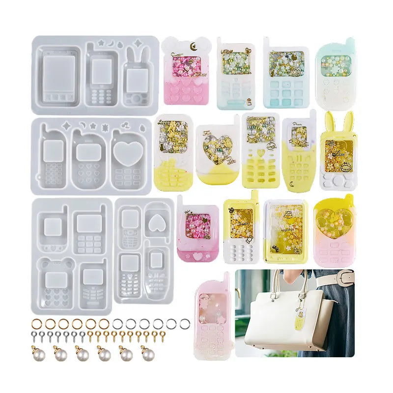 Wholesale DIY for Phone Love Flower Cat Claw Quicksand Keychain Silicone Molds for Epoxy Resin Free Sample Opp Bag