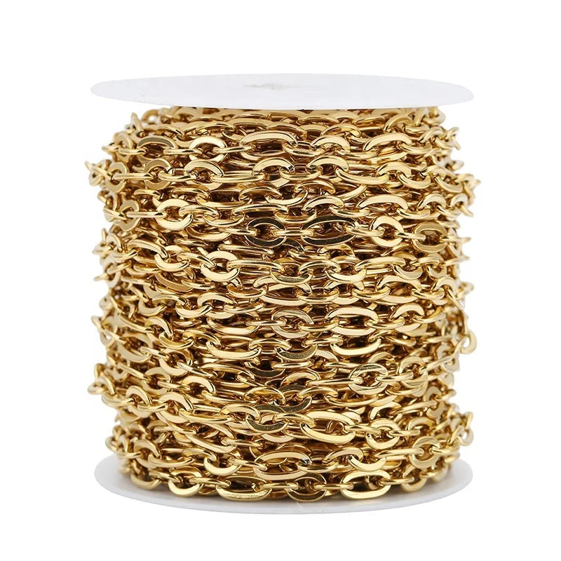 Stainless Steel Flat Chains Rolo Cable Chain DIY Jewelry Making Necklace Findings Handmade Bracelet Wholesale