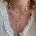 Throughout S925 Silver Fine Chain Bright White Pearl Y Sweater Chain Stacking Necklace Women Jewelry Factory Wholesale