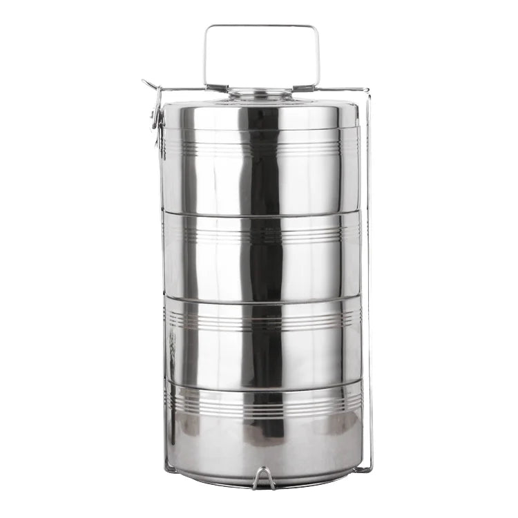 4 Layer Round High Capacity Leak Proof Plastic Lid Family Food Storage Lunch Box for Wilderness Camping