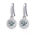 Factory Wholesale Fine Jewelry Genuine S925 Silver Earrings with 1ct Moissanite White Gold halo Earring Hoop