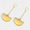 New Trendy Light Luxury Minimalist Personality Metal Mirror Brass Crescent Fan Shaped Earrings Women