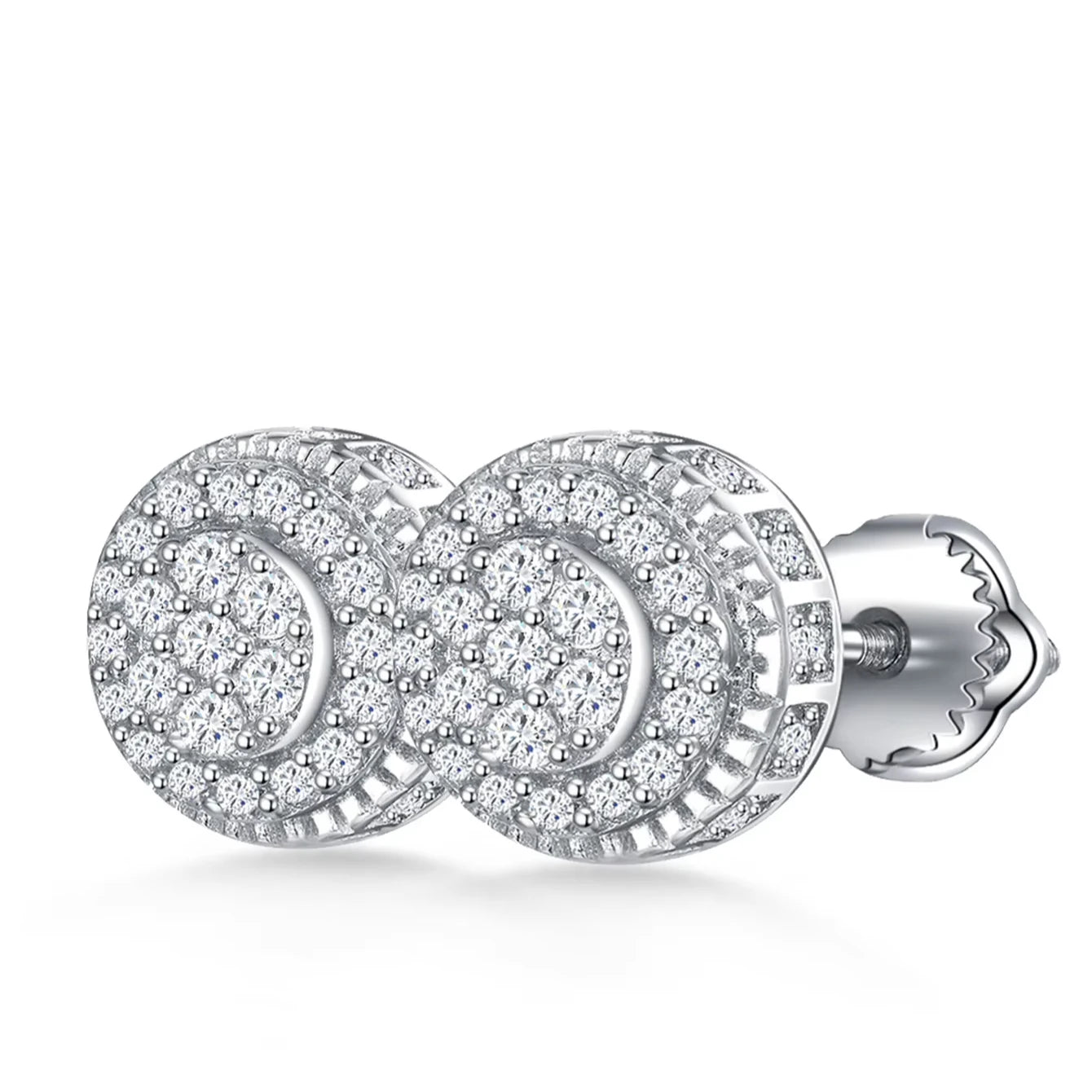 Fine 925 Sterling Silver Round VVS Moissanite Diamond Earring Fashion Jewelry S925 Silver Stud Earring for Wedding Birthday Gift
