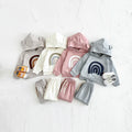 Autumn and Spring Newborn Baby Clothing Set Rainbow Applique Rabbit Ear Hooded Long Sleeve Hoodie Infant Clothes