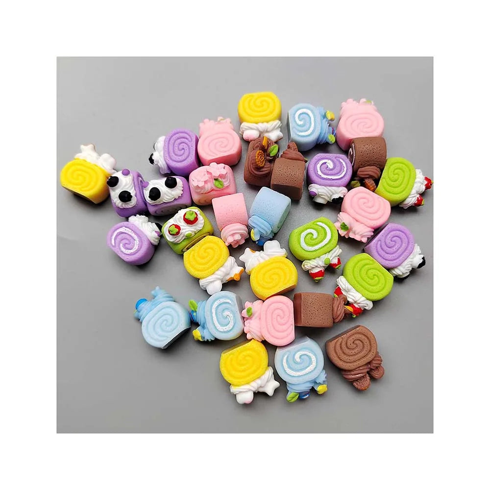 Mini 3D Fruit Cake Roll Resin Cabochon Scrapbook Simulation Food Art Supply Decoration Charm Crafts Doll House