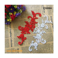 Promotional Product Customized Red White Embroidery Mesh Eco-Friendly Mirror Pairs Lace Applique Patches Wedding Dress Cloth