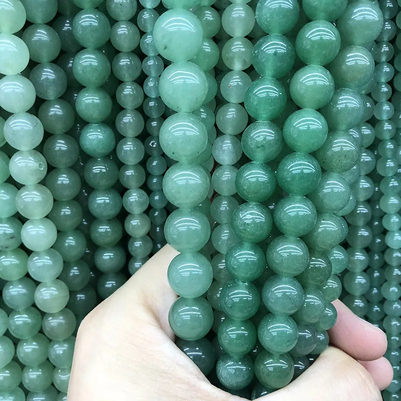 4/6/8/10/12mm Natural Stone Green Aventurine Quartz Crystal Loose Round Beads for Jewelry Making DIY Bracelet Necklace