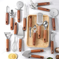 Manjia Rosewood Bottle Opener Egg Beater Planer Pizza Spatula Core Remover Stainless Steel Kitchen Gadget  Utensils  Set