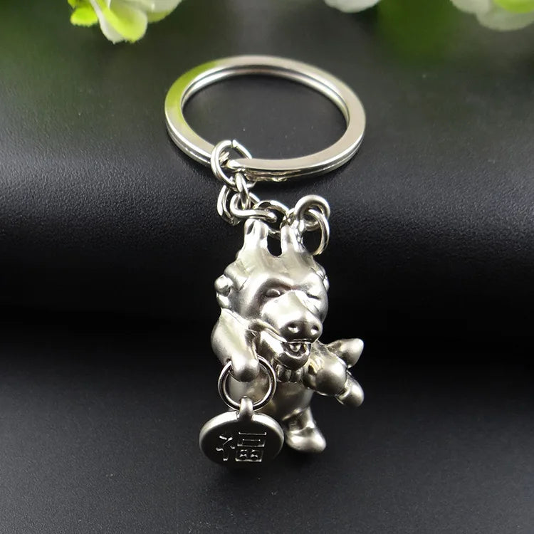 Wrist Straps Chinese Zodiac Dragon Keychains Pendant Rhinestone Keychains Dragon for Wallet Car Bag Charm Decor Metal Key Chains